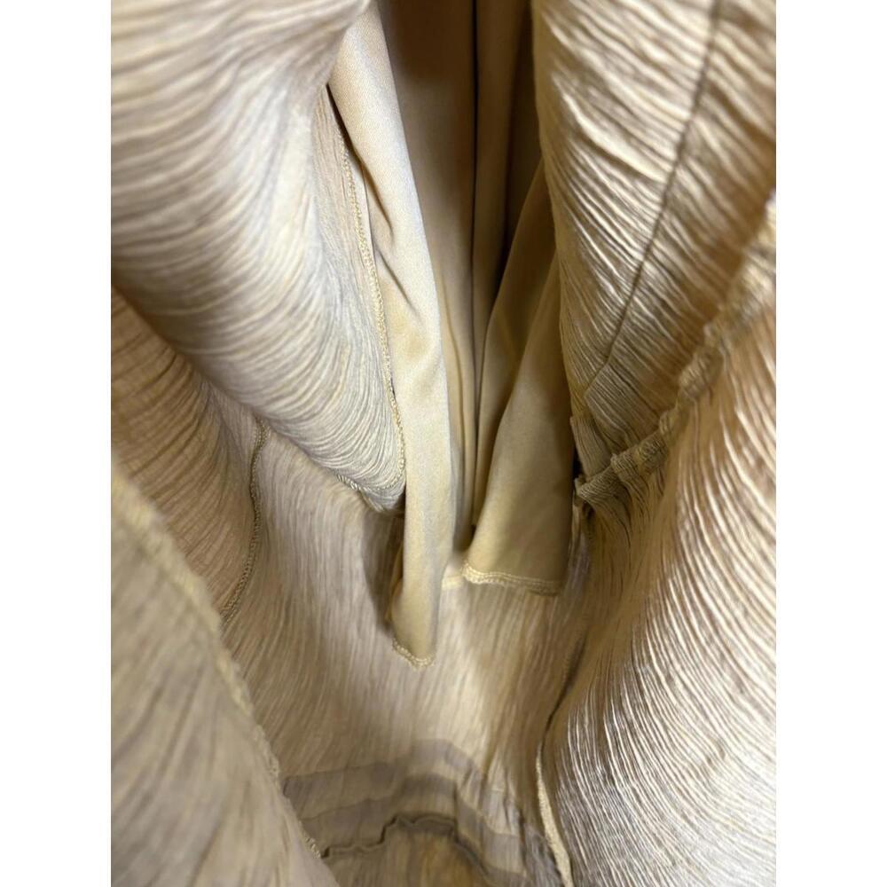 Womens Dress XL Honey Mustard Tiered Puff Sleeve Cottagecore Church Modest - Picture 8 of 10